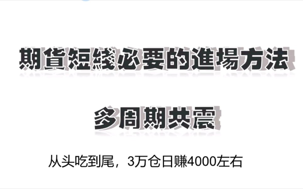 期货短线进场方法分享:多周期共震,3万仓日赚4000左右哔哩哔哩bilibili