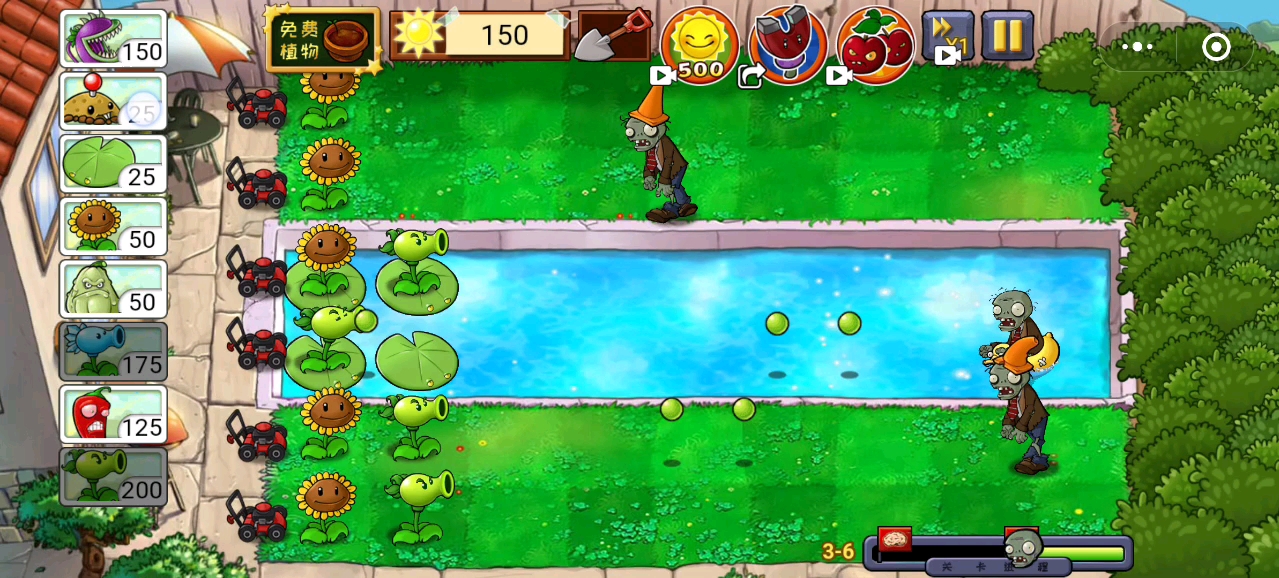 植物大战僵尸原版 泳池第6关