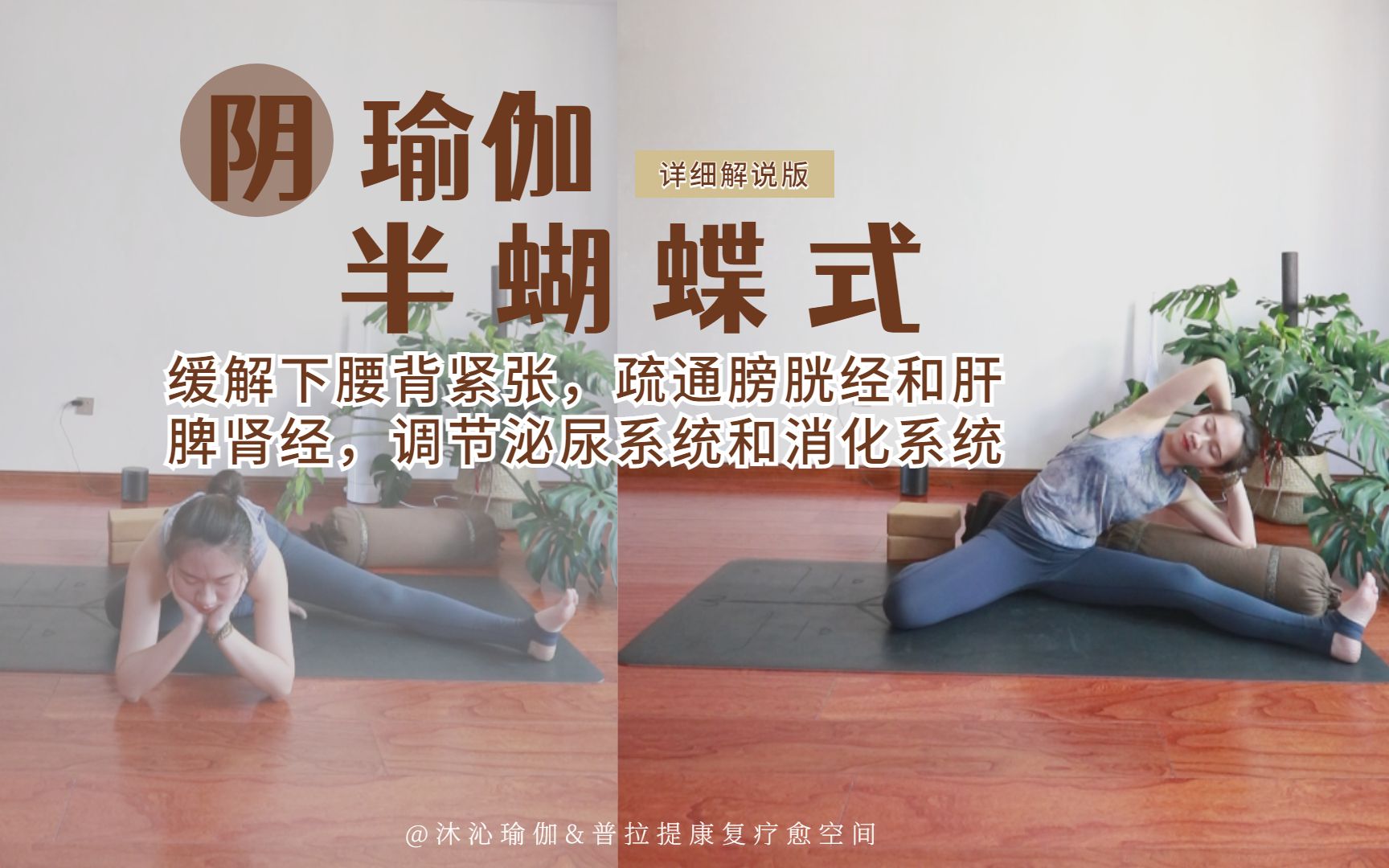 5min学习阴瑜伽半蝴蝶式缓解拉伸下腰背紧张