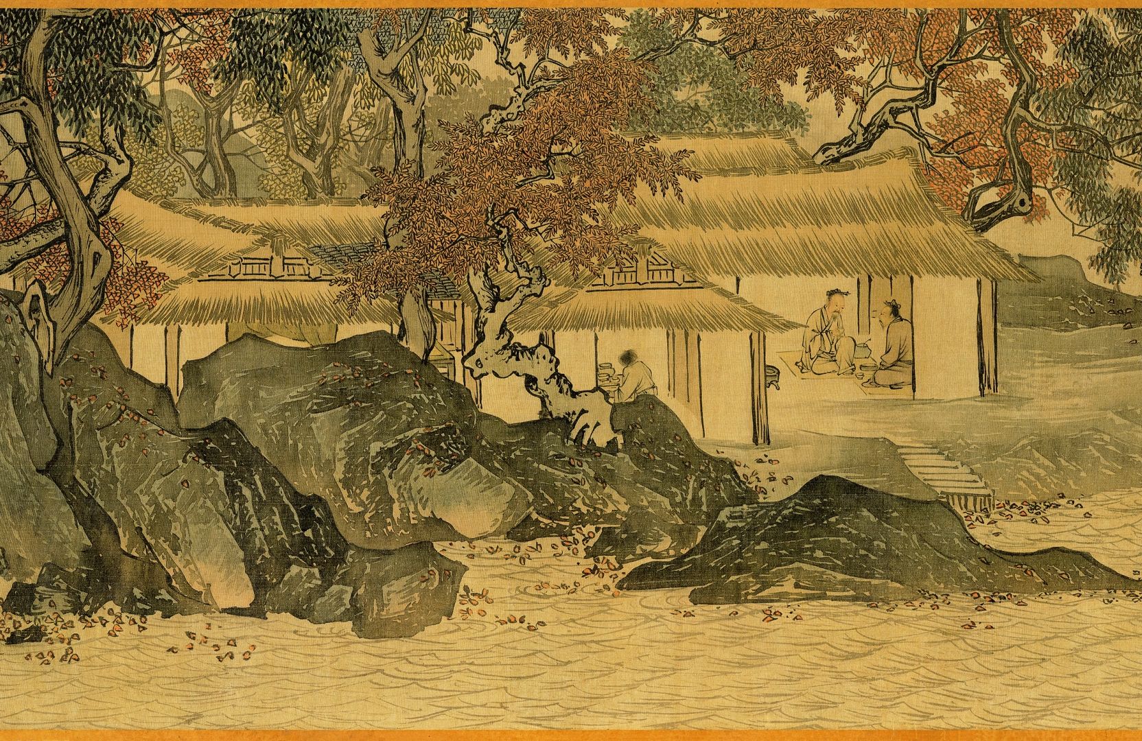 明 唐寅 溪山鱼隐图全卷