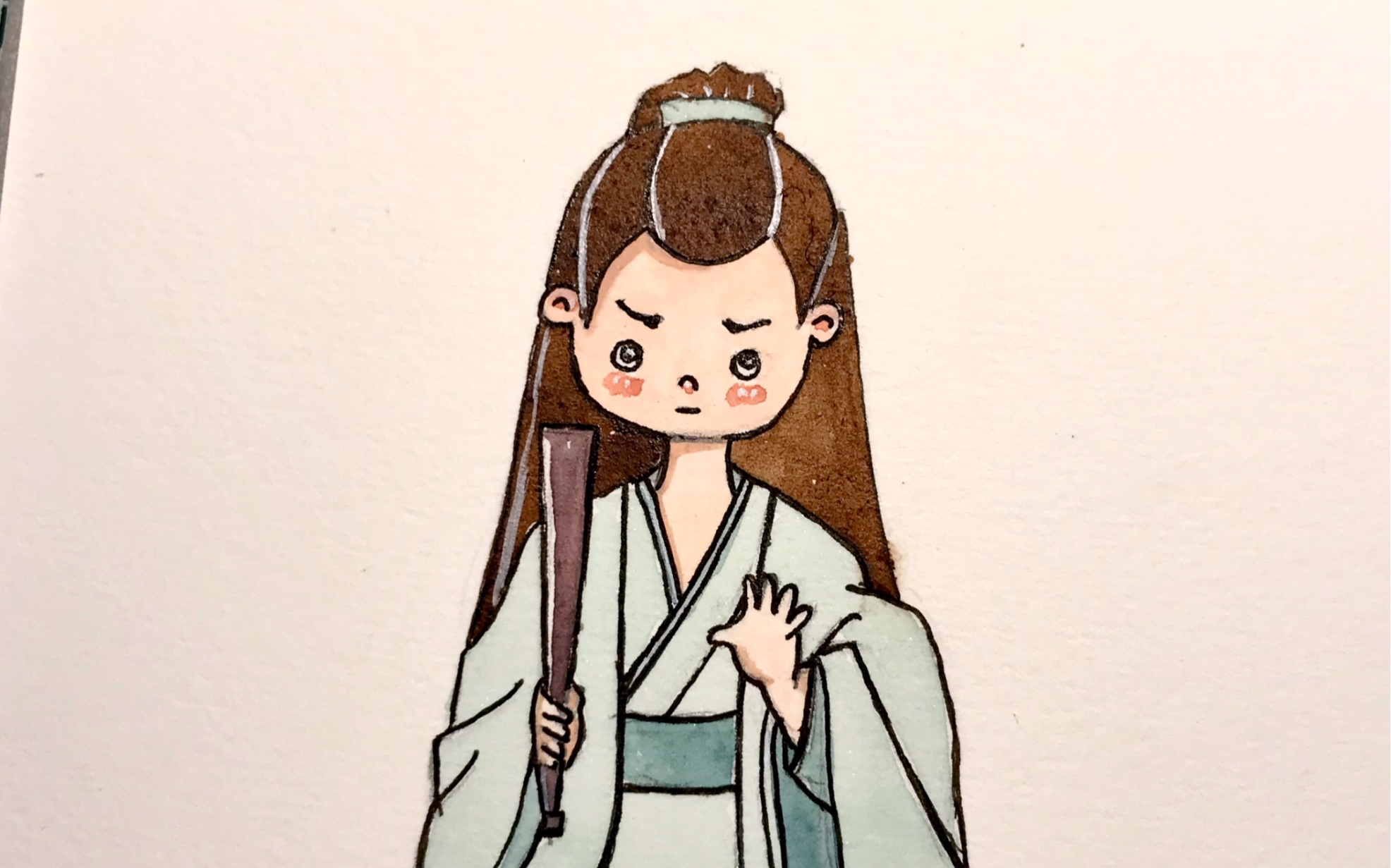 手绘陈情令之一问三不知【水彩画】陈情令可爱版人物-阿羡种阿苑