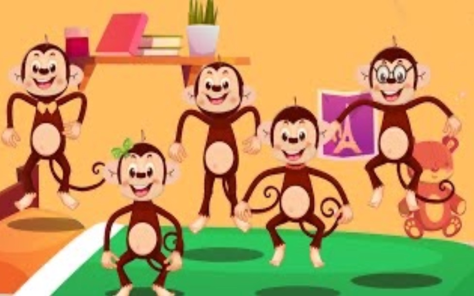 [图]五只小猴子在床上蹦蹦跳跳 Five Little Monkeys Jumping On The Bed - Kids Songs