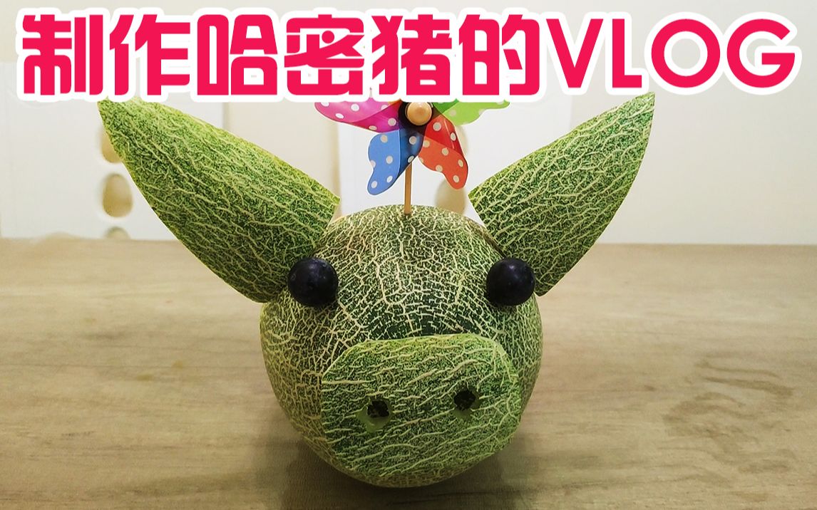 活动作品哈密瓜小猪第一次切哈密瓜就要有模有样