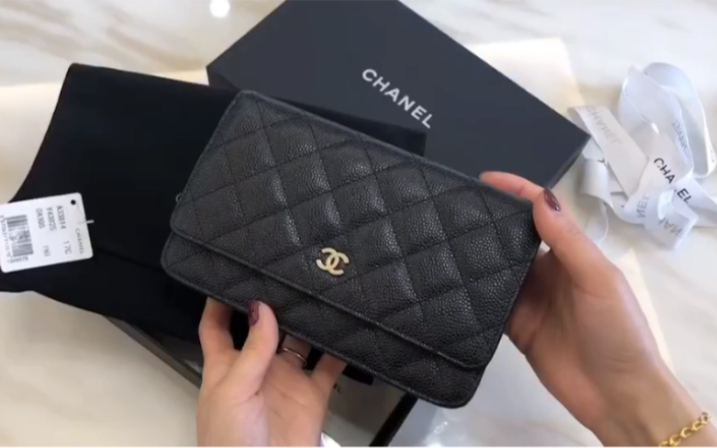 【开箱视频】chanel woc发财包 鱼子酱牛皮(黑金)哔哩哔哩bilibili