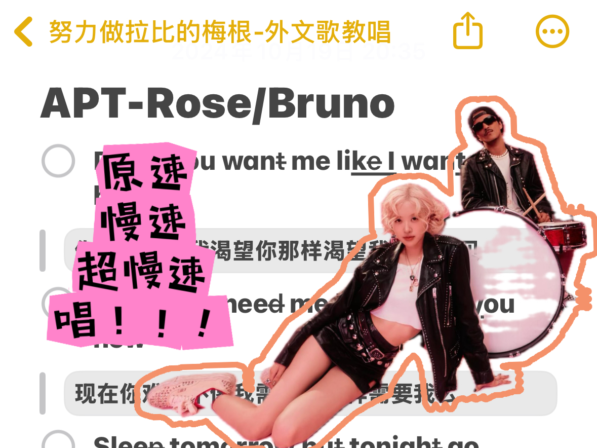 Rose朴彩英新歌APT歌词笔记跟唱哔哩哔哩bilibili