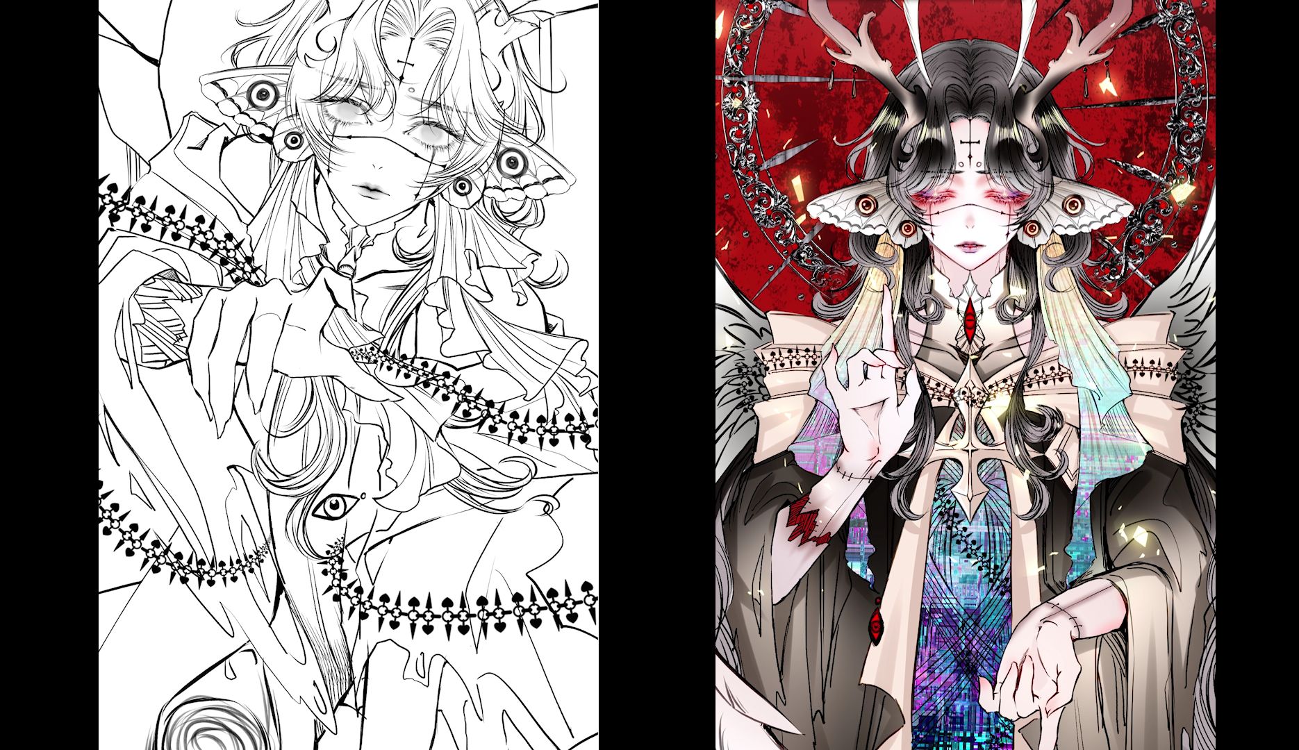 【描线过程】迪米特丽雅 据说我是反派大小姐内页描线04