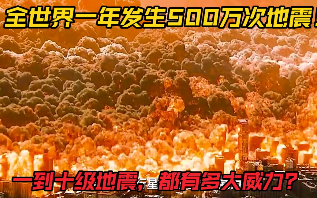 [图]全世界一年发生500万次地震！一到十级地震，都有多大威力？