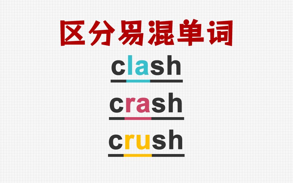 [关注单词大爆炸,一秒区分易混单词]clash&crash&crush哔哩哔哩bilibili