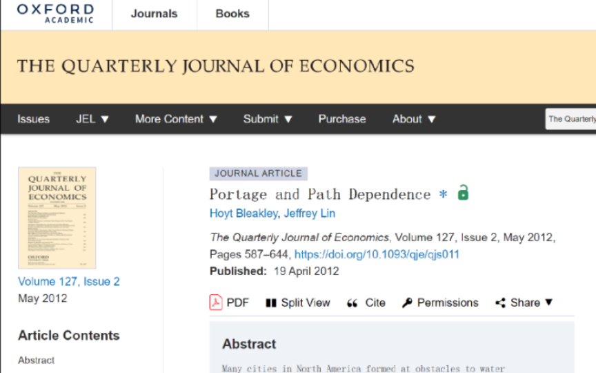 【文献速读】区域经济学Portage and Path DependenceQJE(2012)哔哩哔哩bilibili