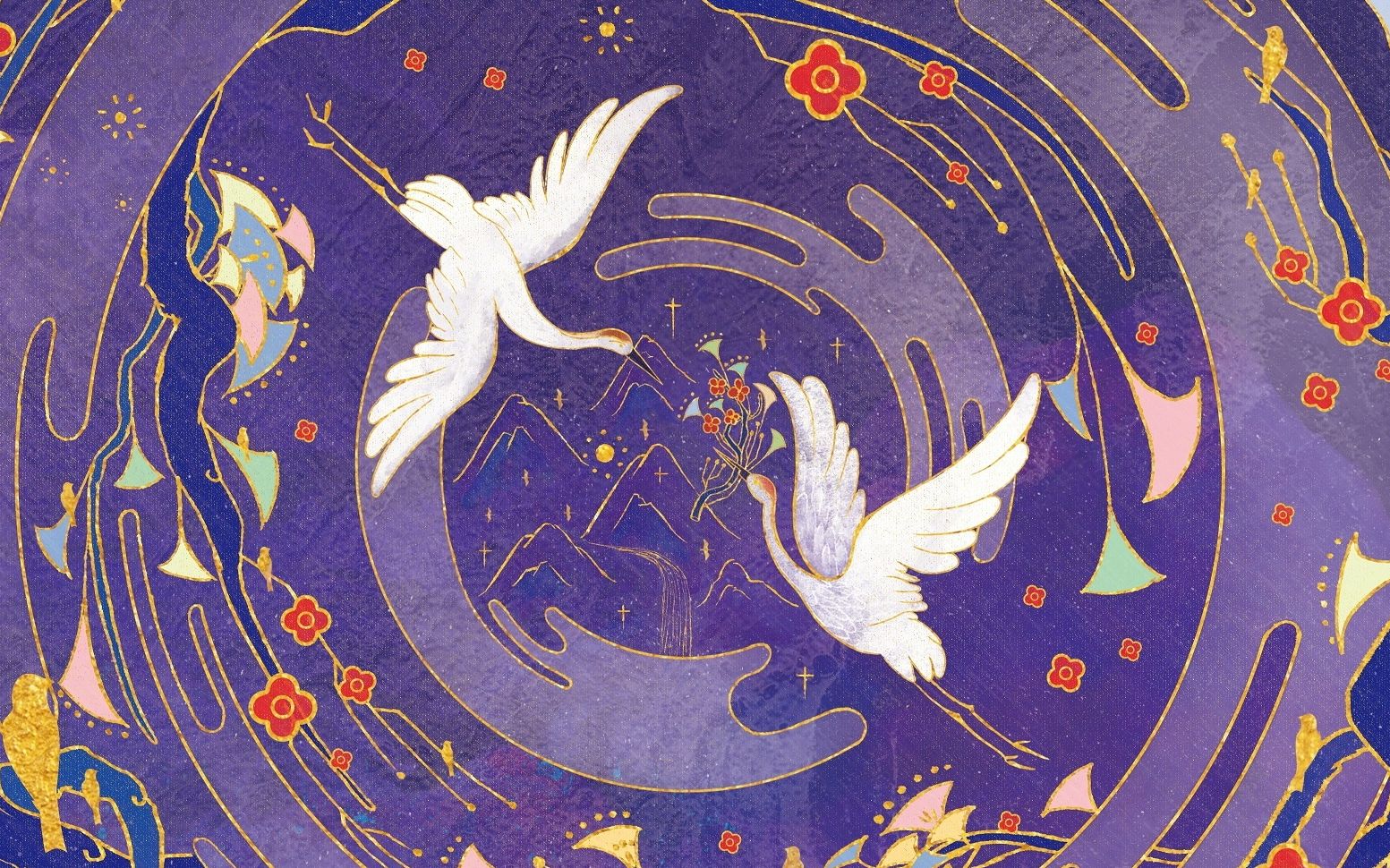 国风|《松间惜梦》鹤归插画部分绘制过程