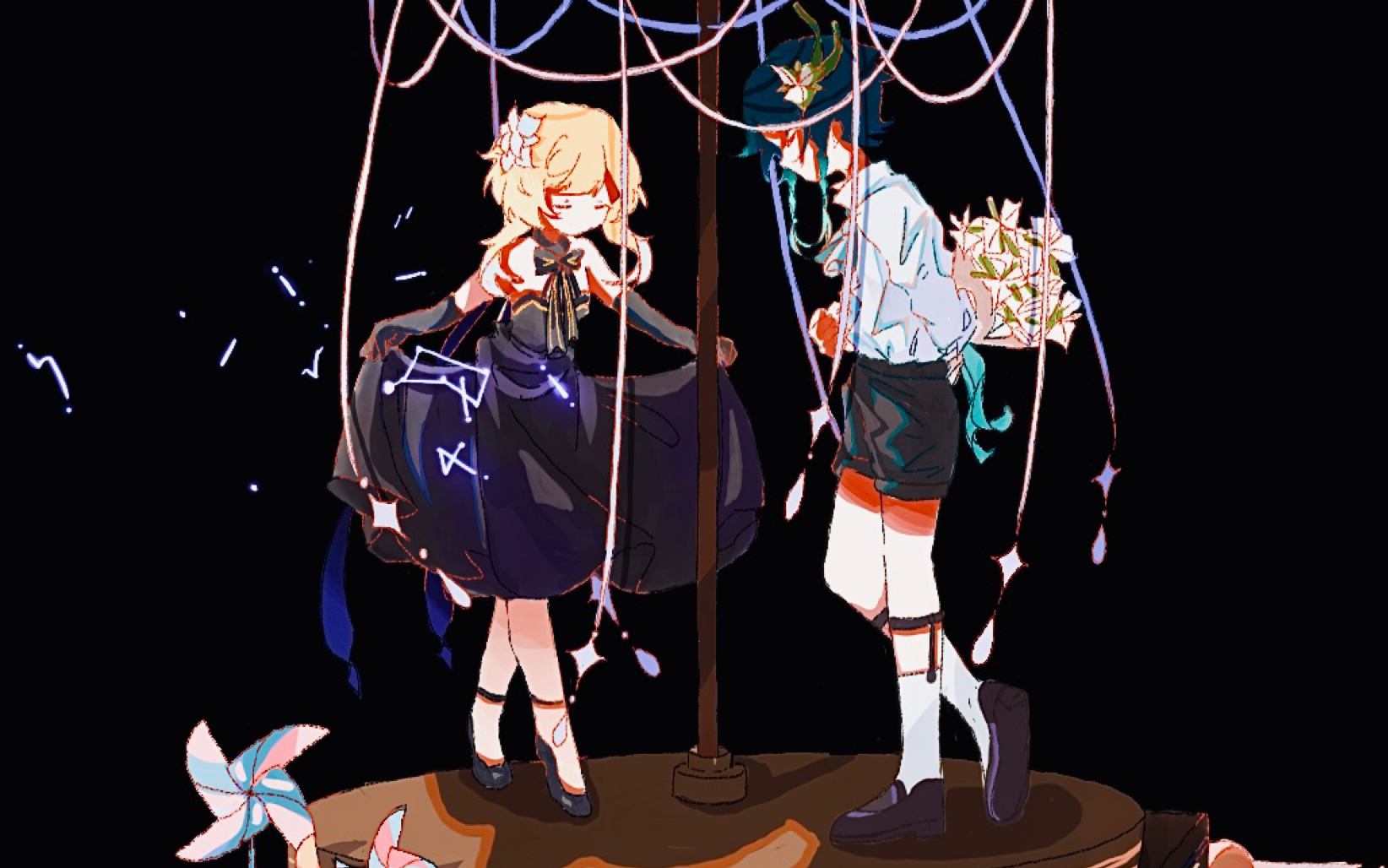 【温荧/绘画】温迪 荧 印象八音盒 waltz