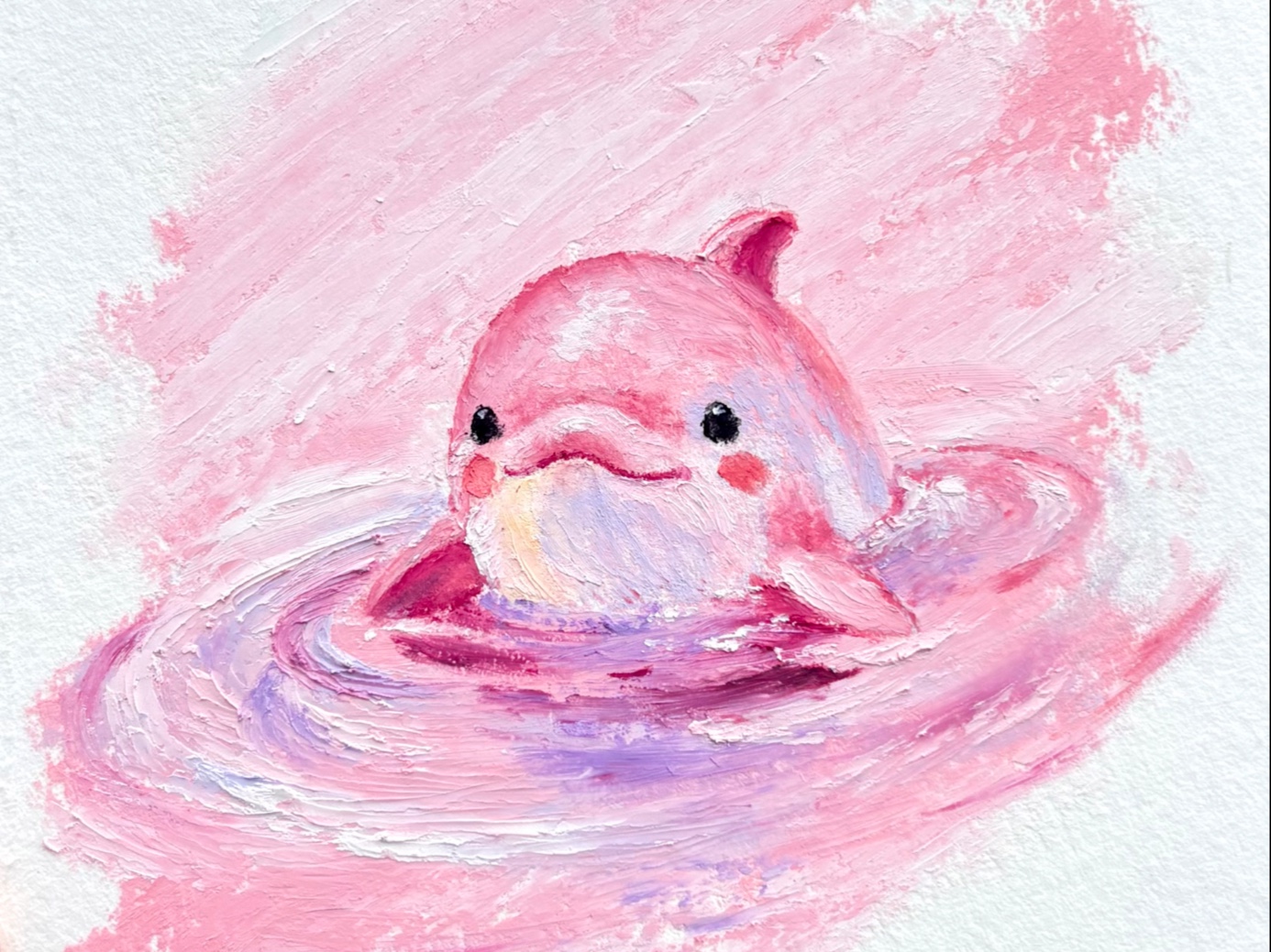 油画棒|粉红小海豚教程