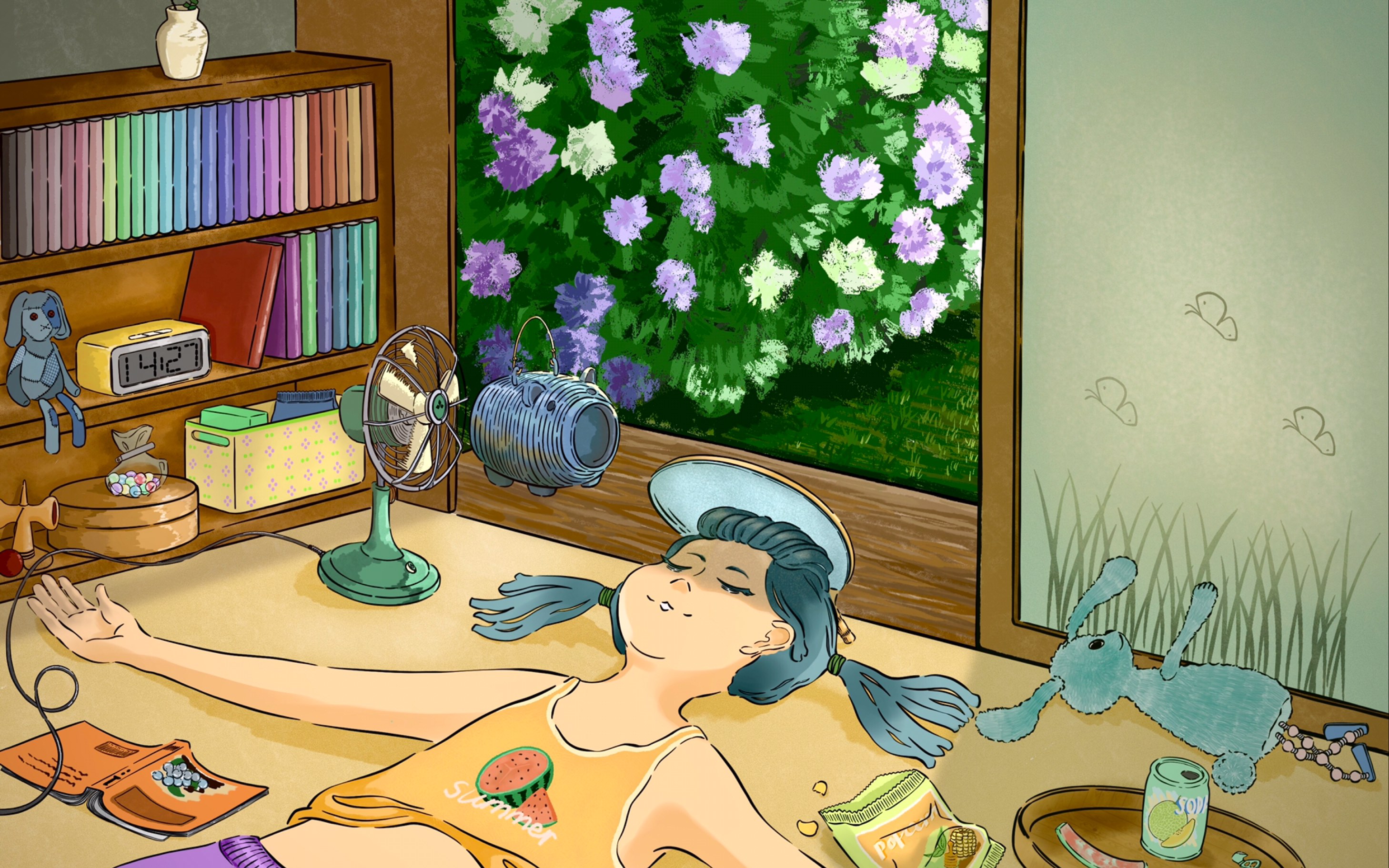 【procreate绘画过程】夏日午后,太阳最高,最宜小憩.