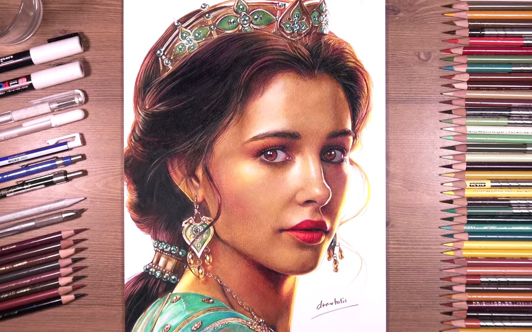 24. drawing aladdin - princess jasmine (naomi scott)