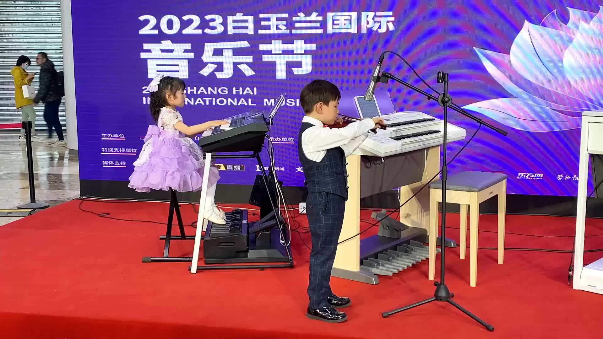 优雅实在是太优雅了双排键小提琴演出现场感受舞台魅力音乐