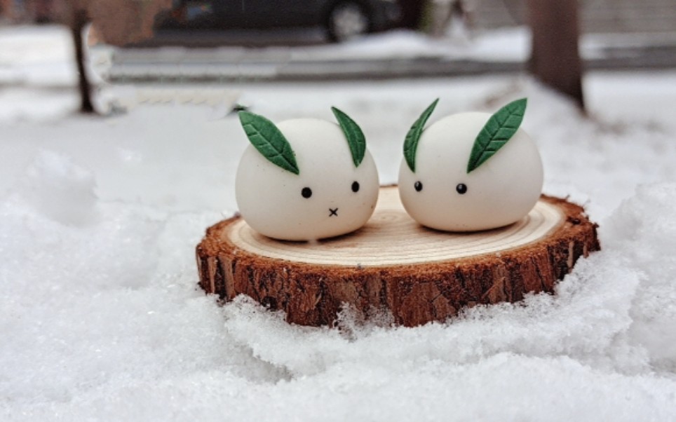 【粘土教程】大冬天一起来做个雪兔吧!