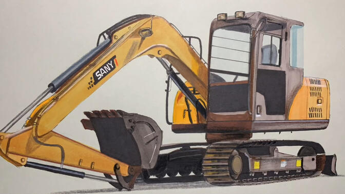 挖掘机手绘-哔哩哔哩_bilibili