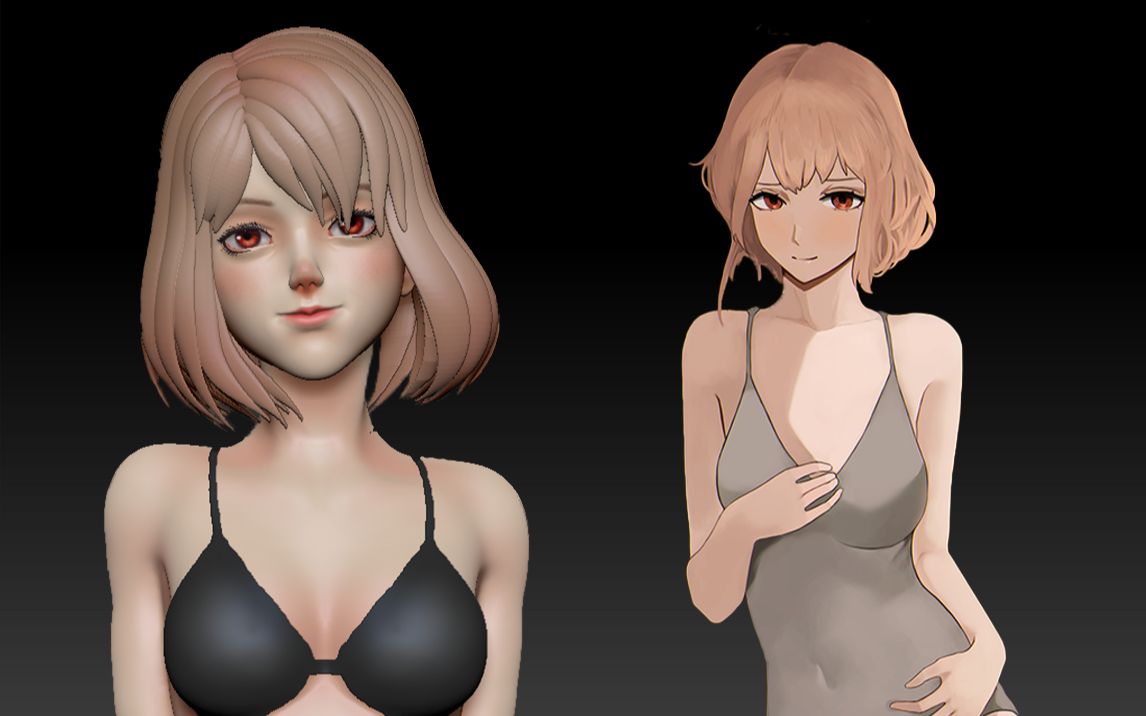 zbrush新手教学:女性人物角色雕刻/3D建模上色方法与技巧零基础教程哔哩哔哩bilibili