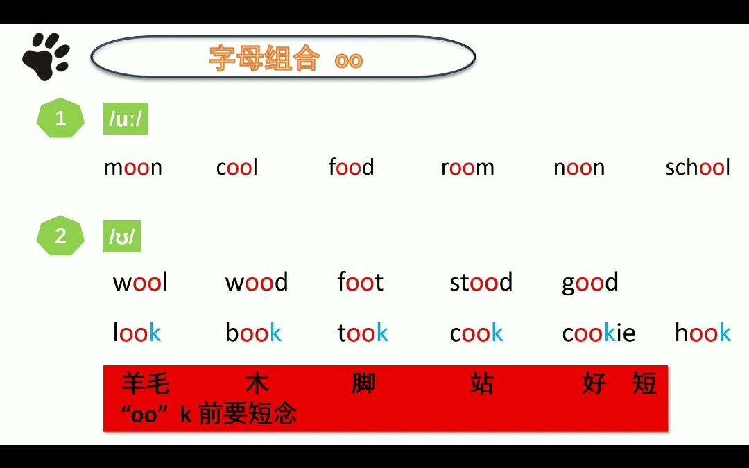 字母组合oo的2种发音和口诀哔哩哔哩bilibili