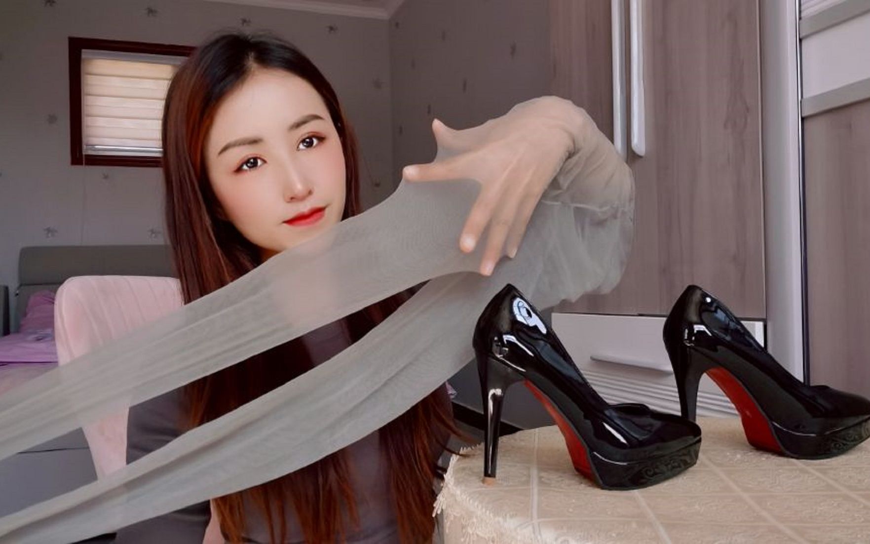 高跟小姐姐日常生活试评一款15cm黑色防水台高跟鞋时尚修身