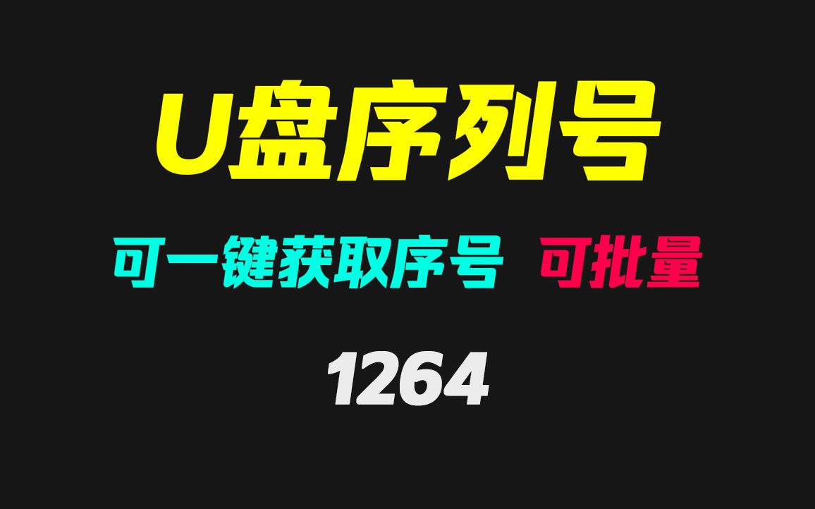 U盘序列号怎么查看?用它可一键获取 可批量哔哩哔哩bilibili