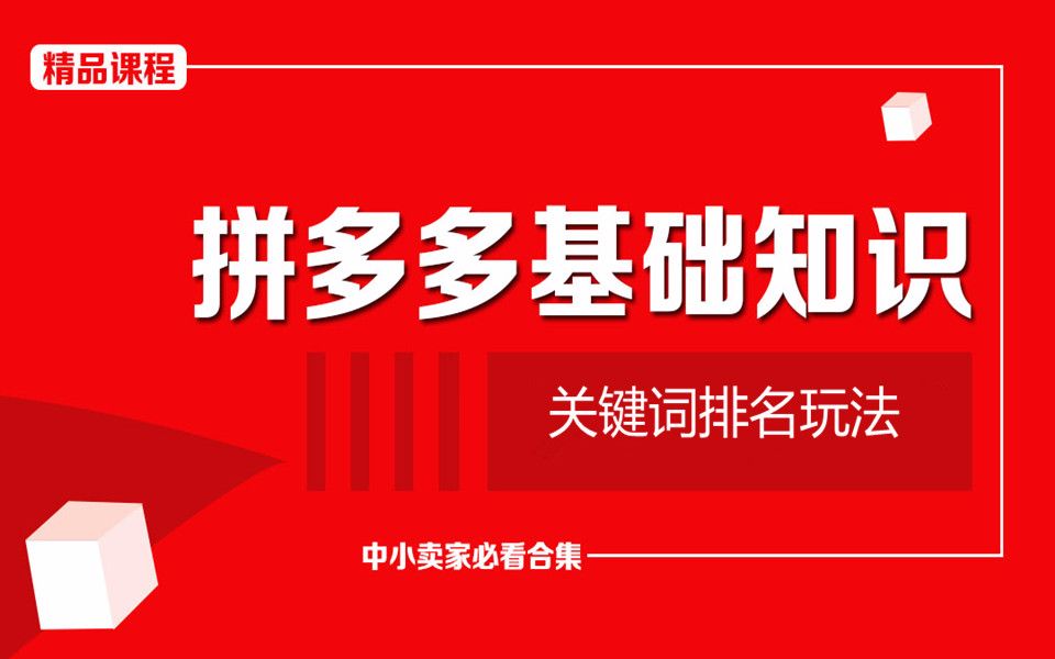 拼多多店铺基础教程/新手开店视频教程/电商运营系列视频/拼多多开店培训/拼多多干货教程拼多多不刷单卡搜索技术的关键词排名玩法哔哩哔哩bilibili