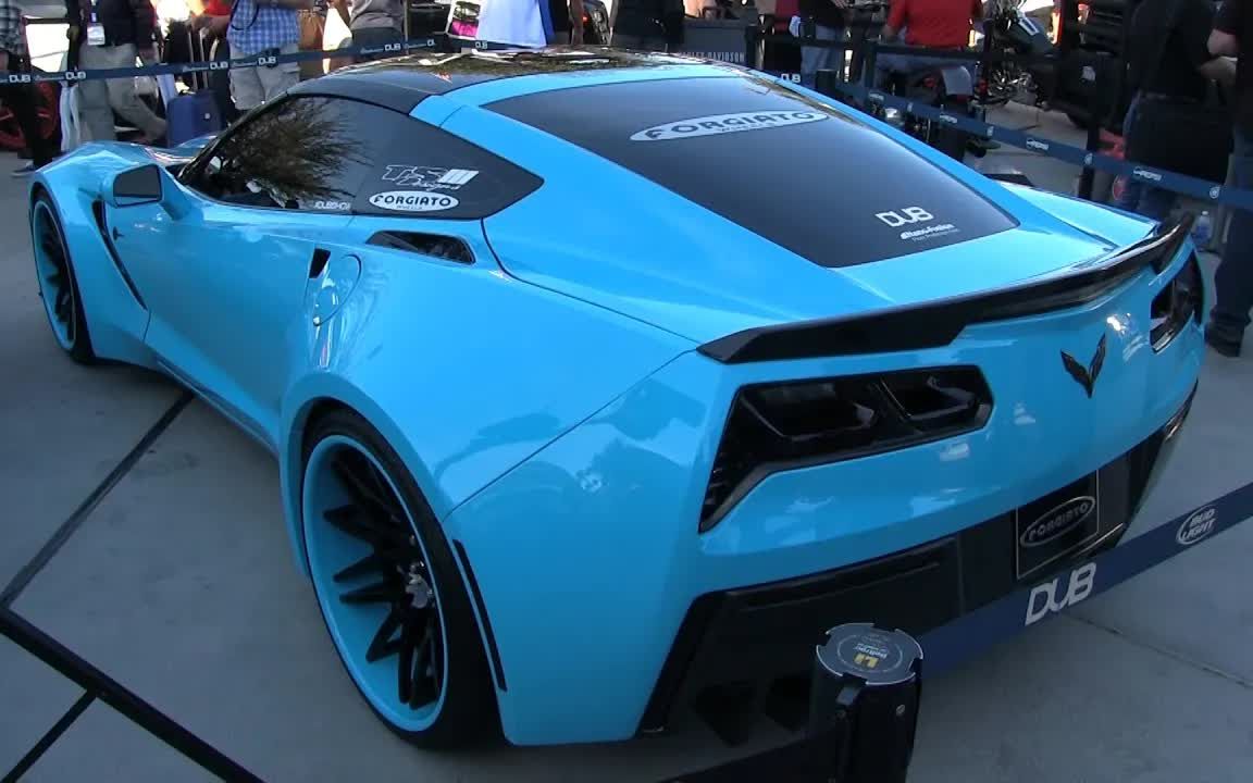 新2014雪佛兰克尔维特c7黄貂鱼widebody在2013年sema