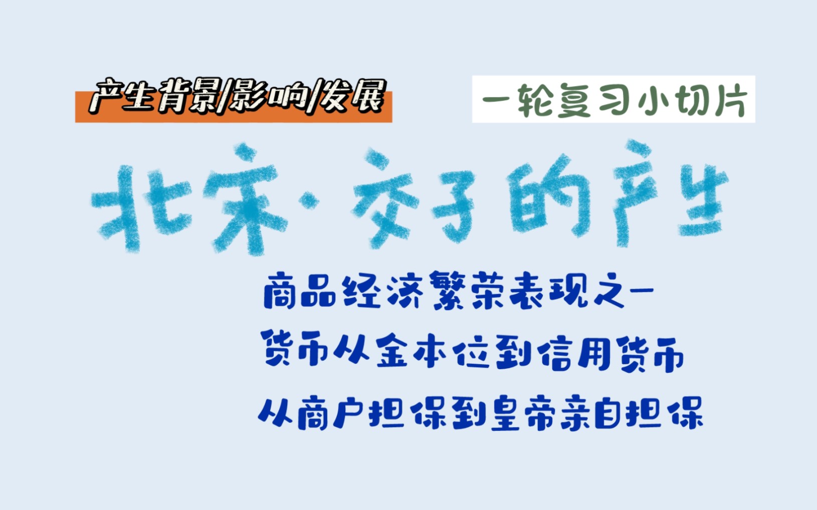 高考历史一轮复习小切片/每日一个知识点/高效习得!交子产生了!哔哩哔哩bilibili