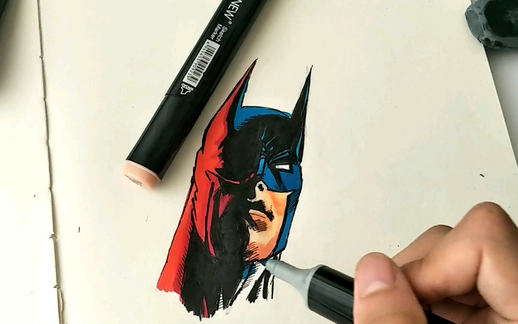 马克笔手绘早起先摸蝙蝠侠