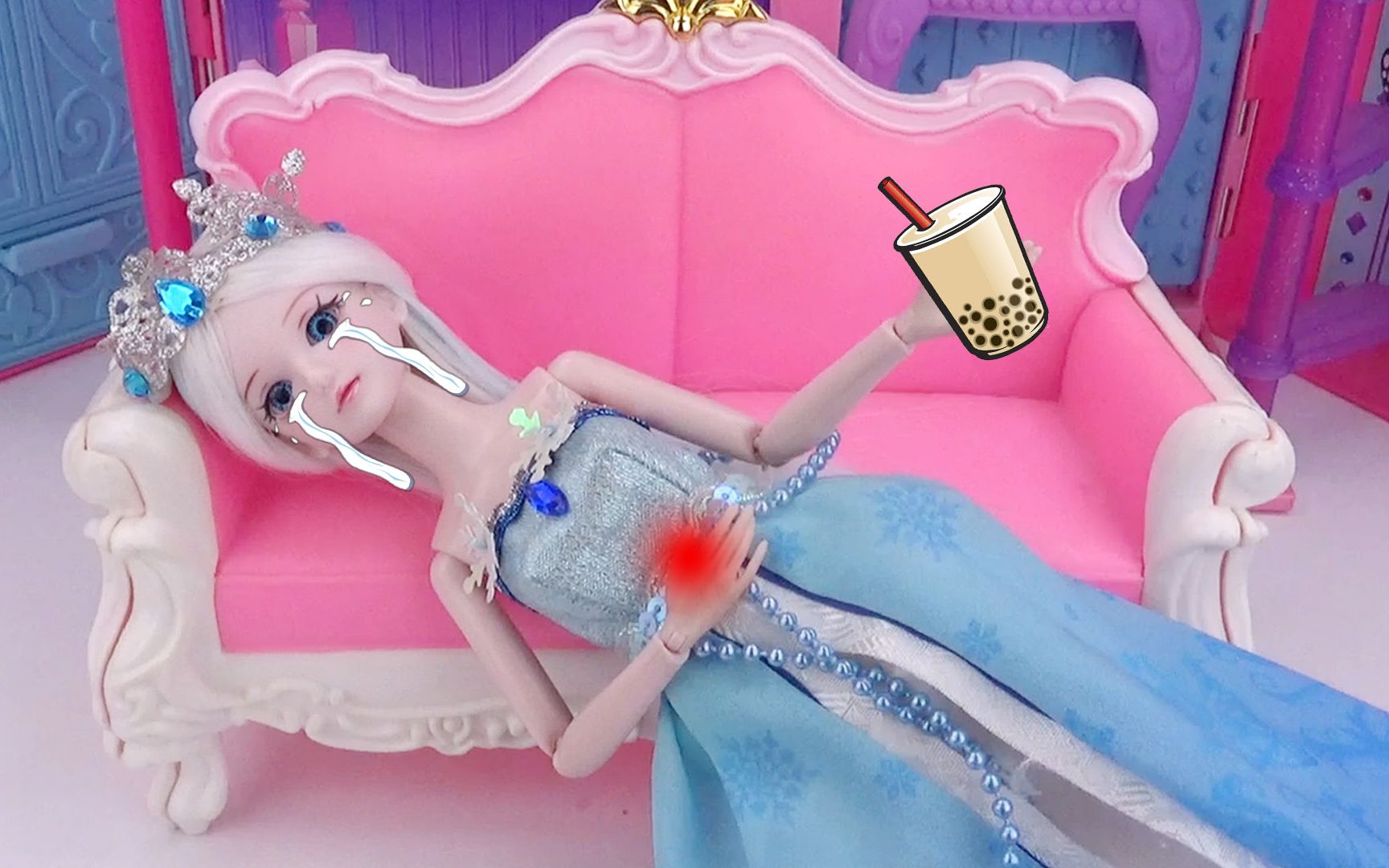 叶罗丽故事 冰公主喝完颜爵送的过期奶茶,肚子好疼