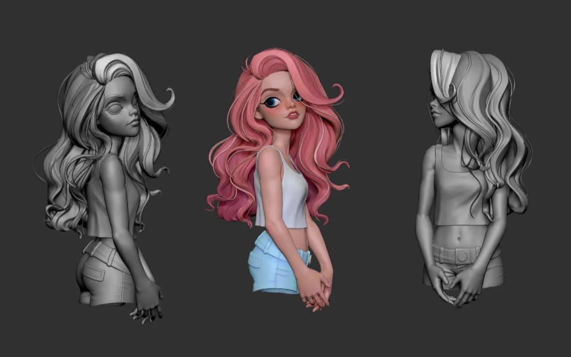 zbrush风格化女性角色做自己的女神_哔哩哔哩_bilibili