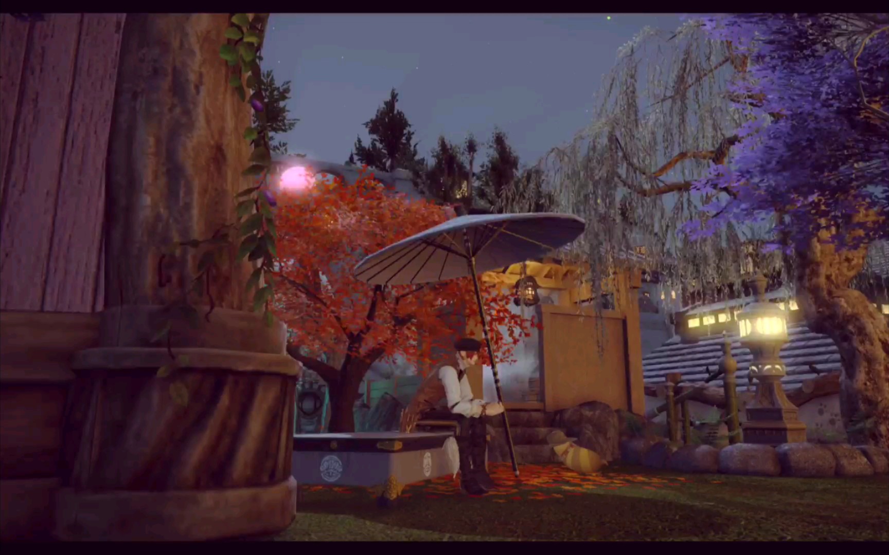 【ff14/装修记录】晚间的庭院,一半现代一半和风