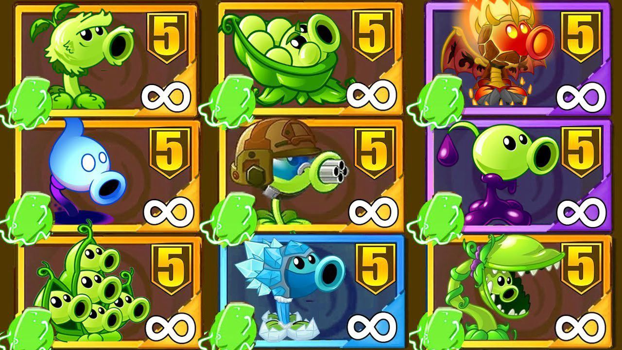 [图]PvZ2 中文版 - 队伍5 植物 等级5 对战100 锤子僵尸