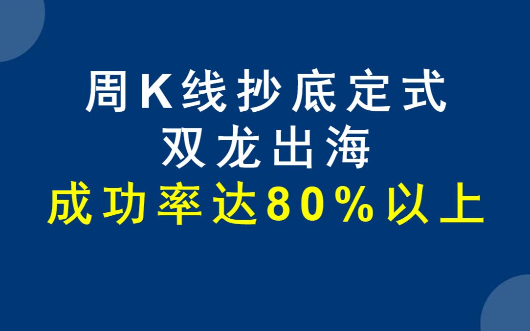 [图]周K线抄底法，股票一旦出现“双龙出海”形态，散户大胆潜伏进场