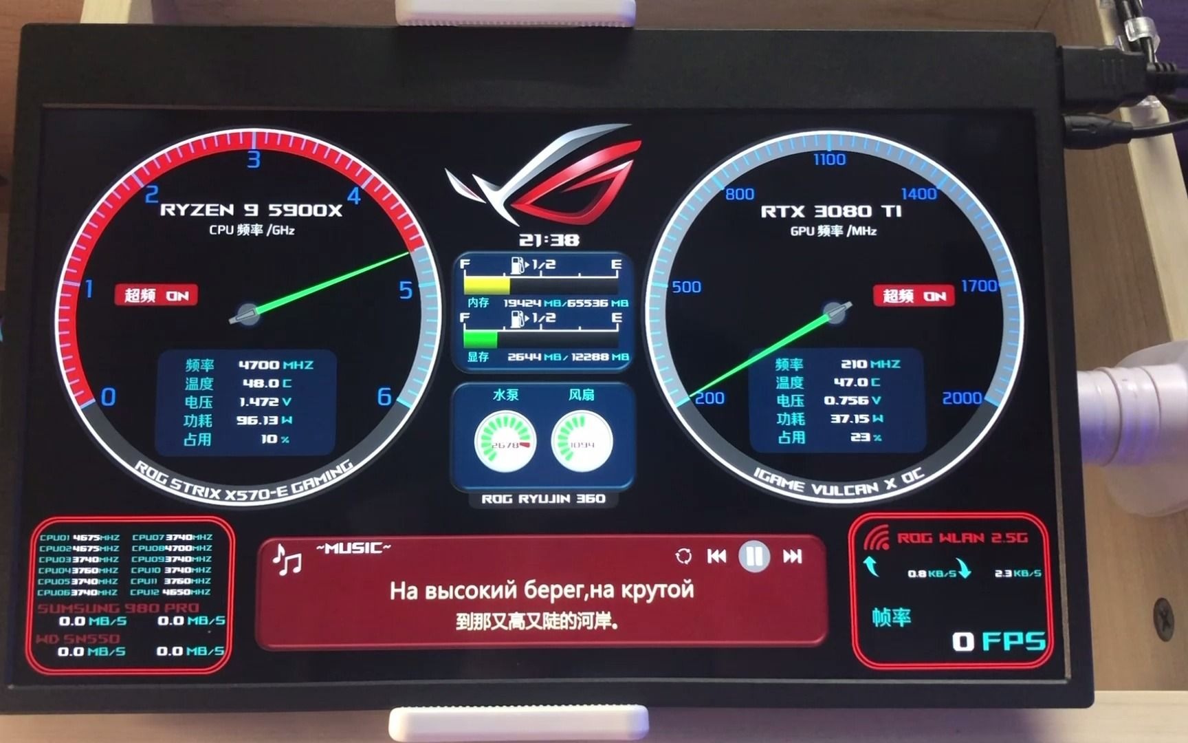 【aida64监控屏主题】rog&汽车仪表盘风格监控屏主题展示