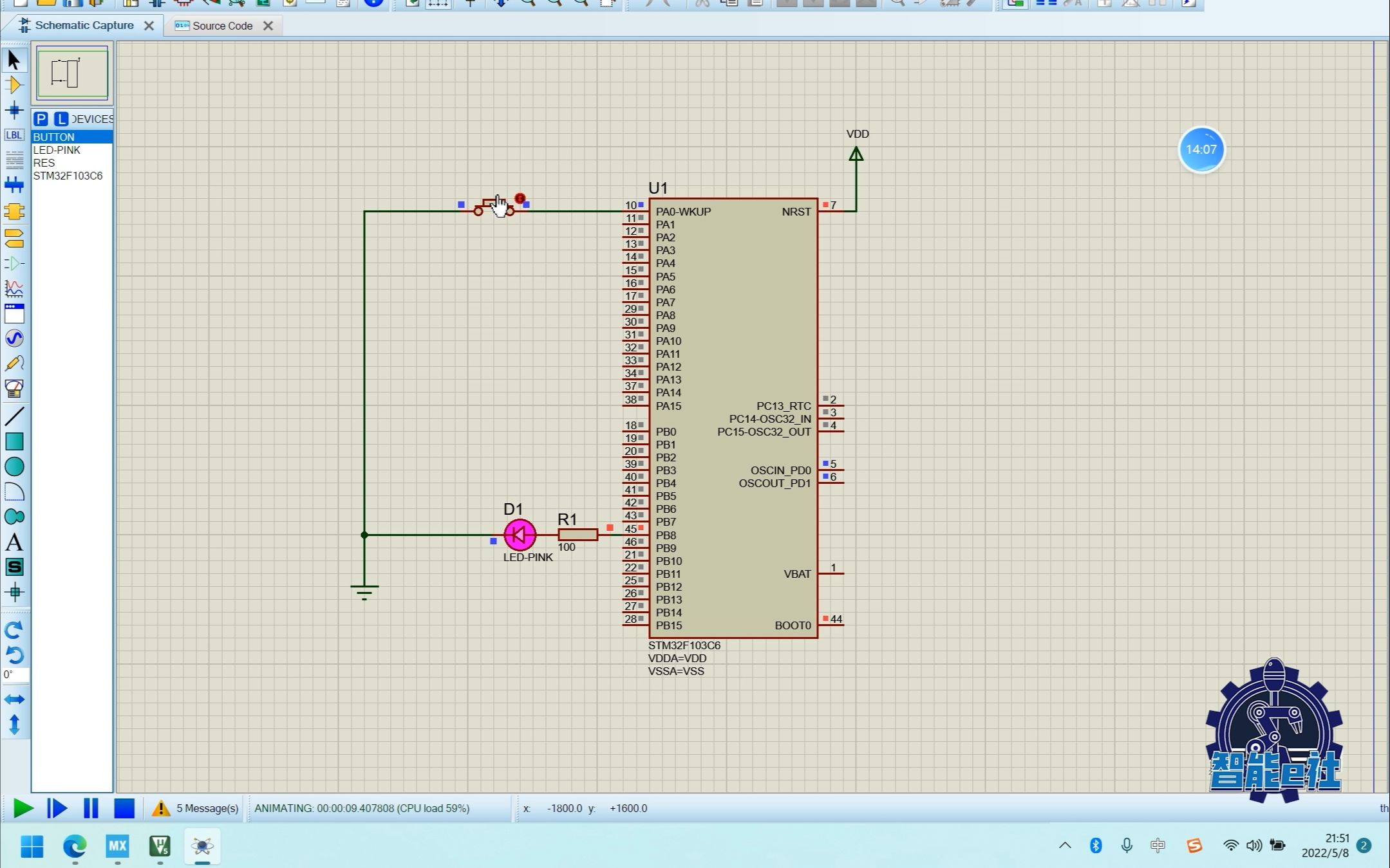 [图][Proteus] 1-4 STM32F103C6T6按键检测