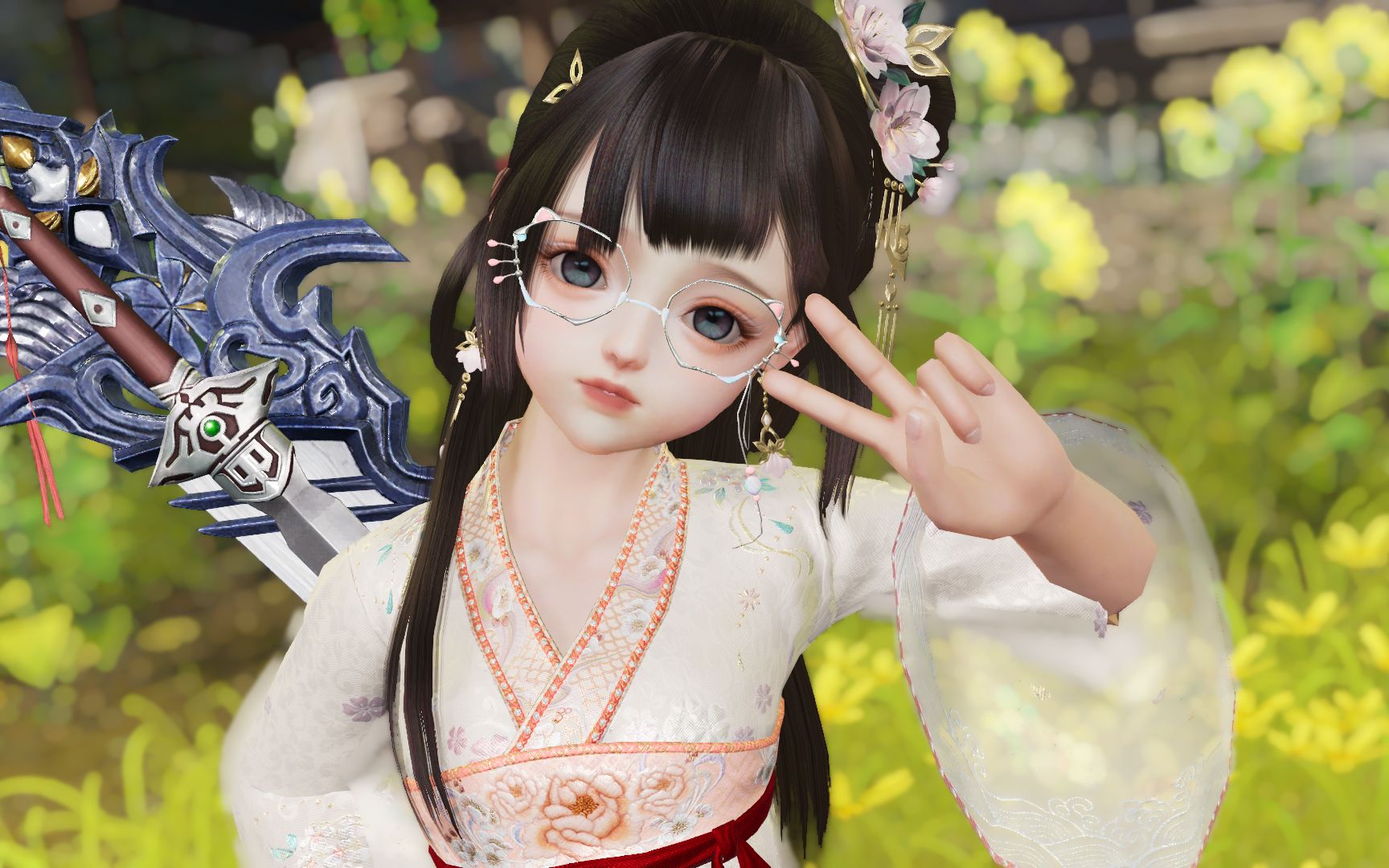 【剑网三】萝莉猫猫眼镜-尺玉银容镜,药宗门派脚印-灵蕊