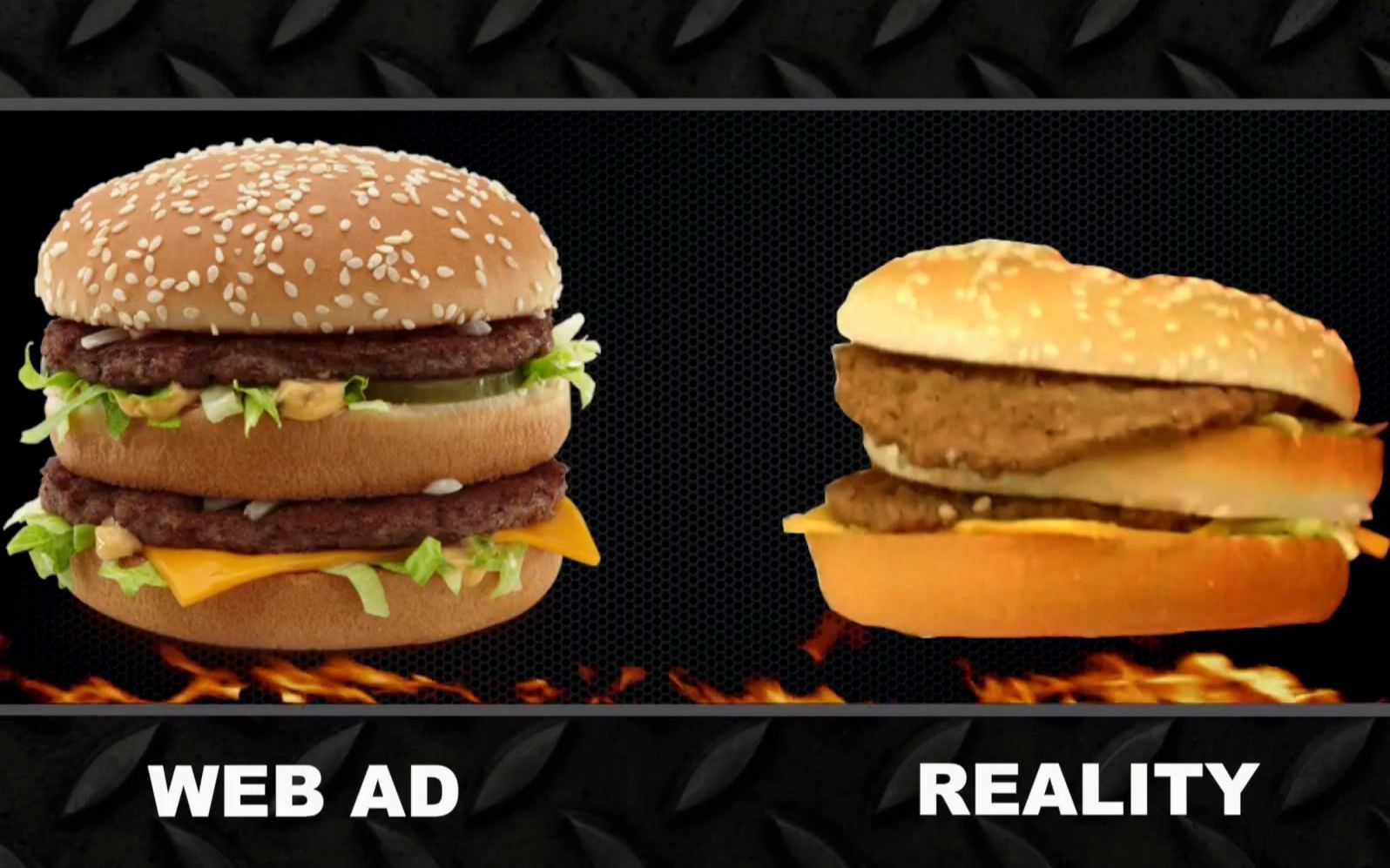 汉堡大战,照片与实物对比,这也差太多了吧,只有~才及格