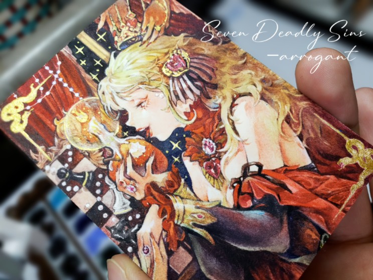 水彩 | 手绘卡 | 绘画过程 | 七宗罪 -傲慢1