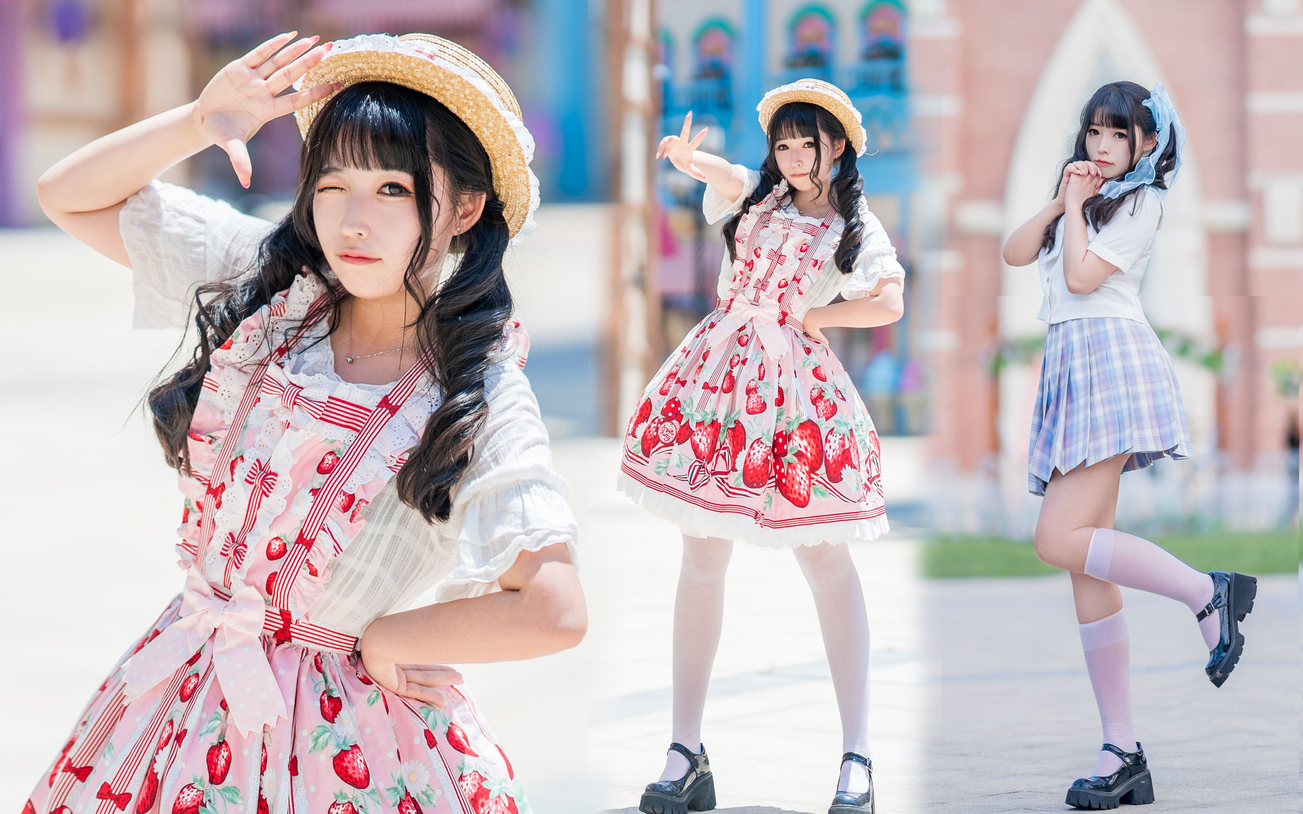 【泉】双马尾白丝lo娘78ap小萌款摘草莓sk!