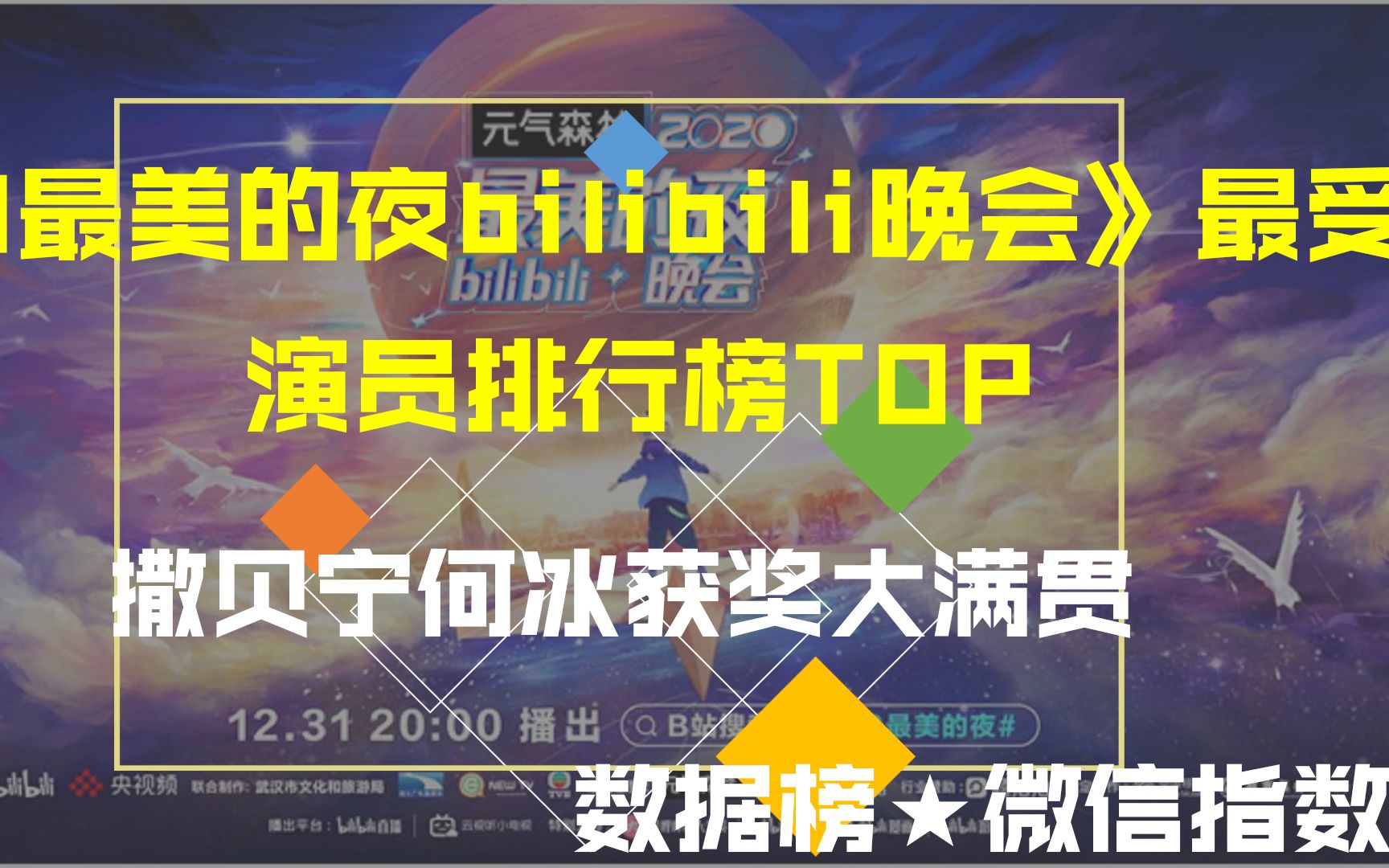 [图]《2020最美的夜bilibili晚会》排行榜，撒贝宁何冰，排名你认可么？萌新UP主不做标题党！