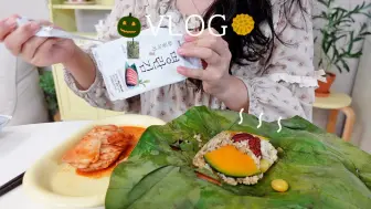 Download Video: 『Dyeong︱240918︱中字』制作大量莲叶饭 🍀，制作药饼和黄油饼干🥮，准备去奶奶家的一人生活日常