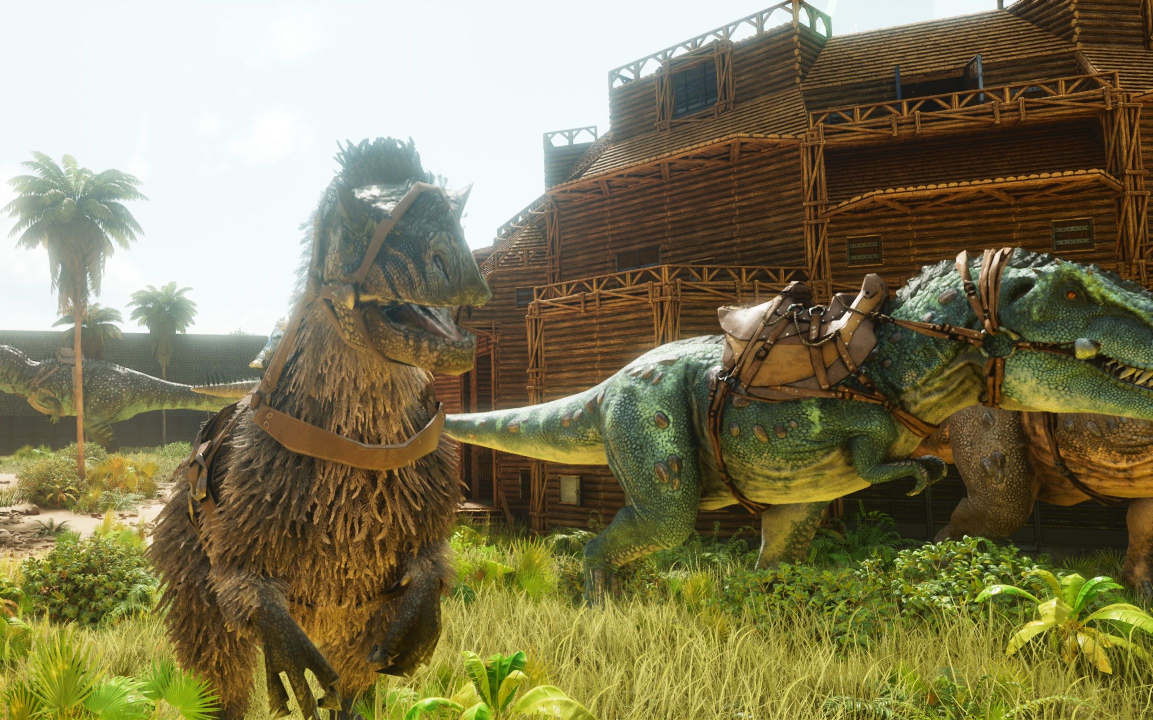 方舟生存飞升 孤岛城墙 圆形小别墅 自建,跟坨答辩一样,才20帧 大家来