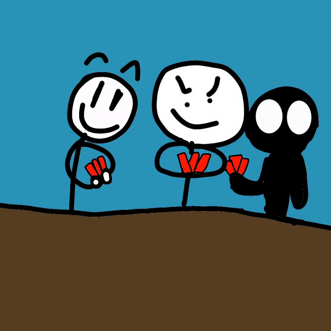 三个火柴人打牌 会做fnf帮我一下 (中间的叫小火人 )