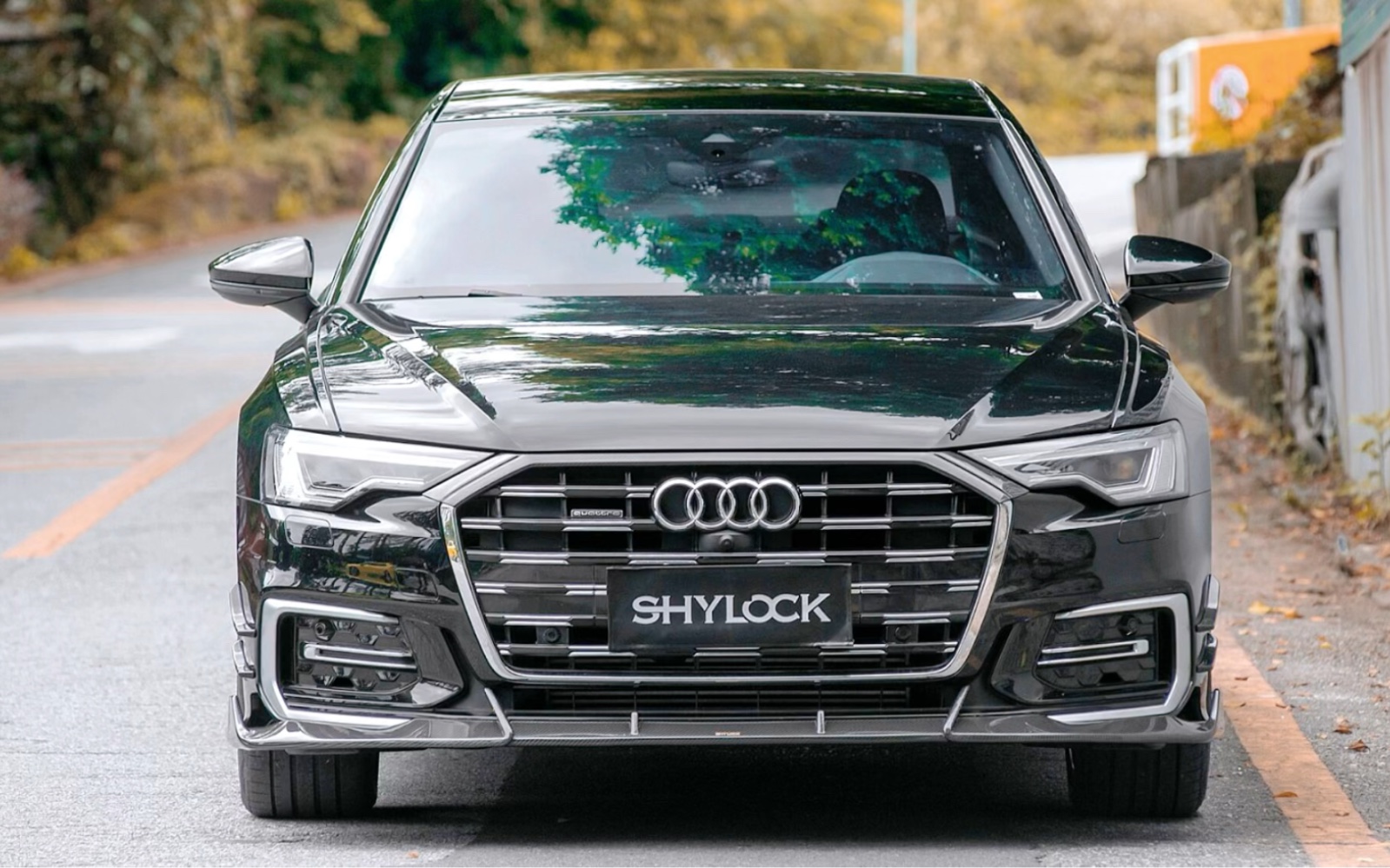 适用23款奥迪a6 c8 shylock 干碳套件前后唇风刀中网框尾翼