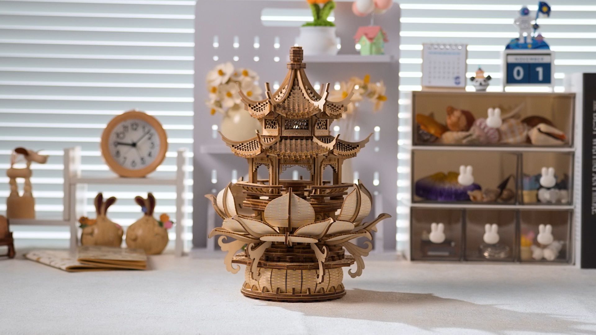 莲亭拼装八音盒摆件