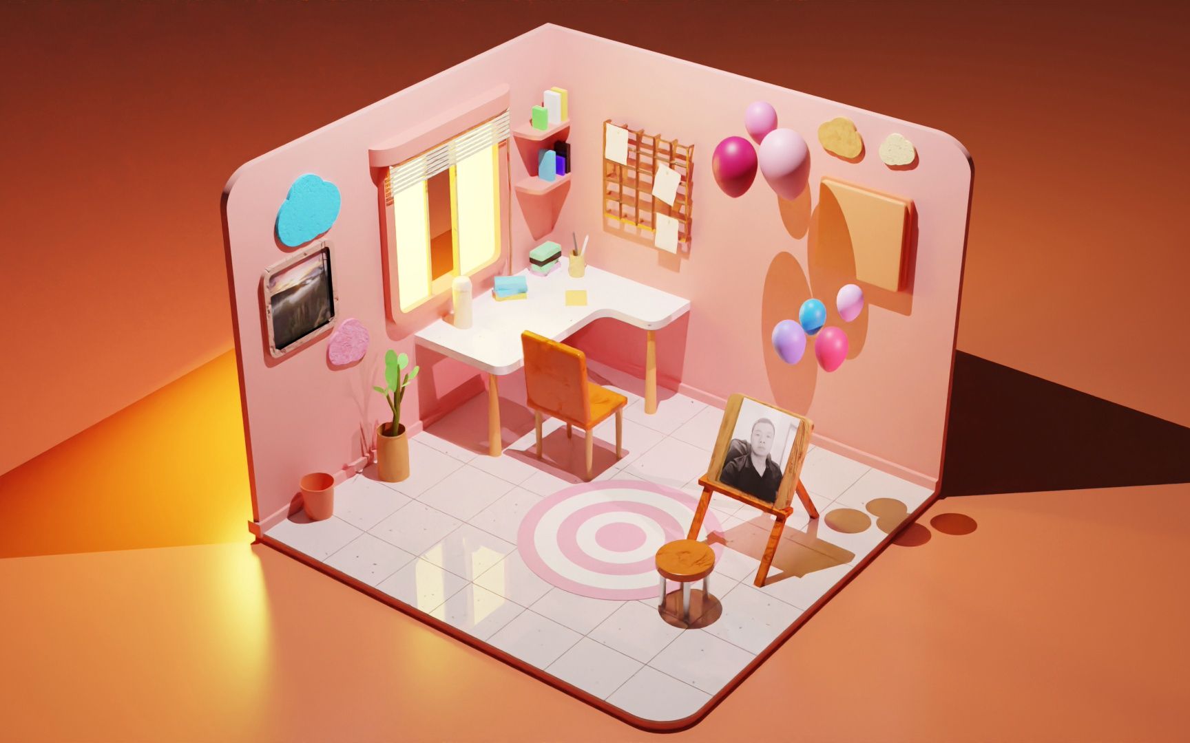 blender3d场景建模卡通房间.