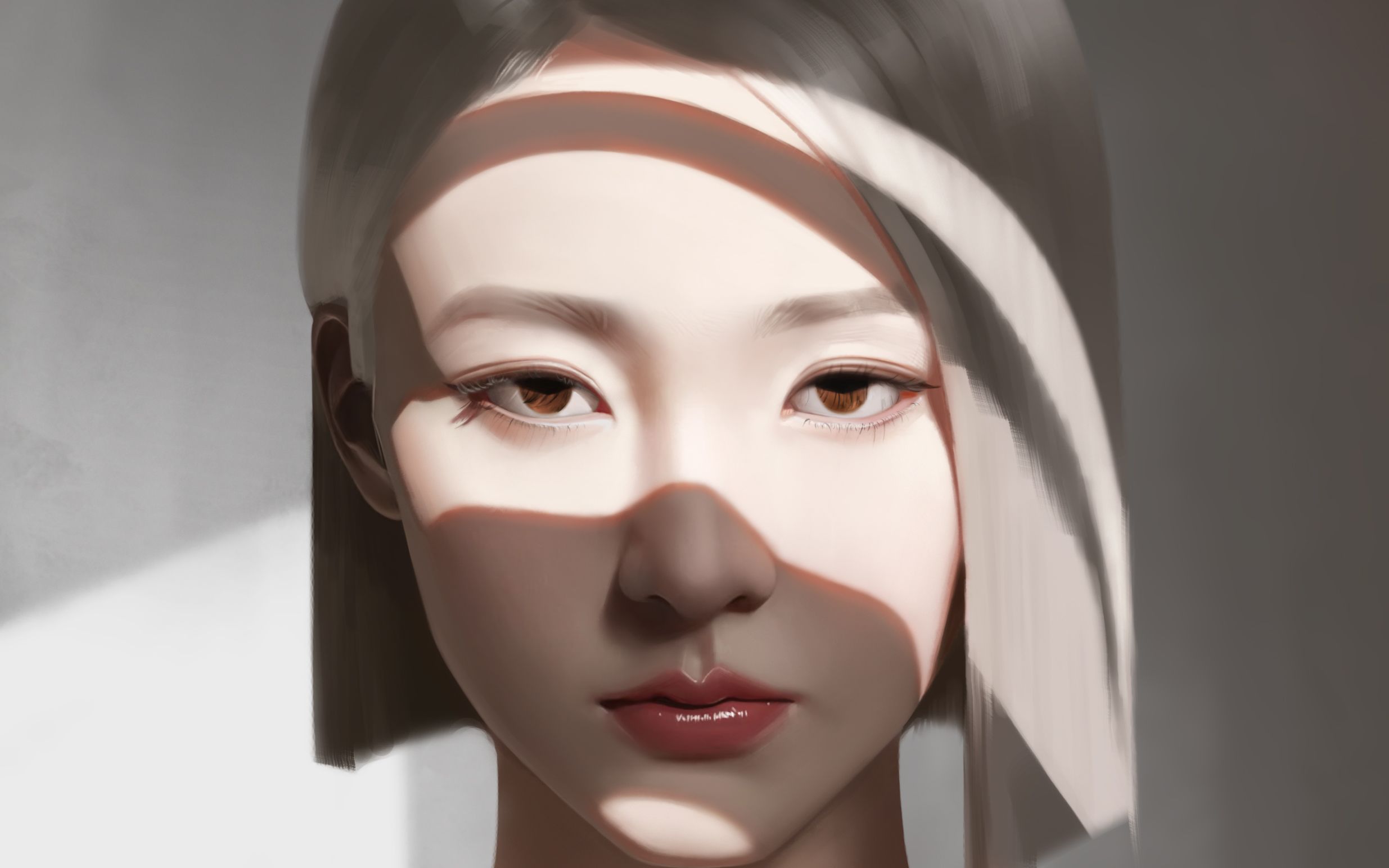 (厚涂)利用光影结构绘画火爆全网的ai女孩头像