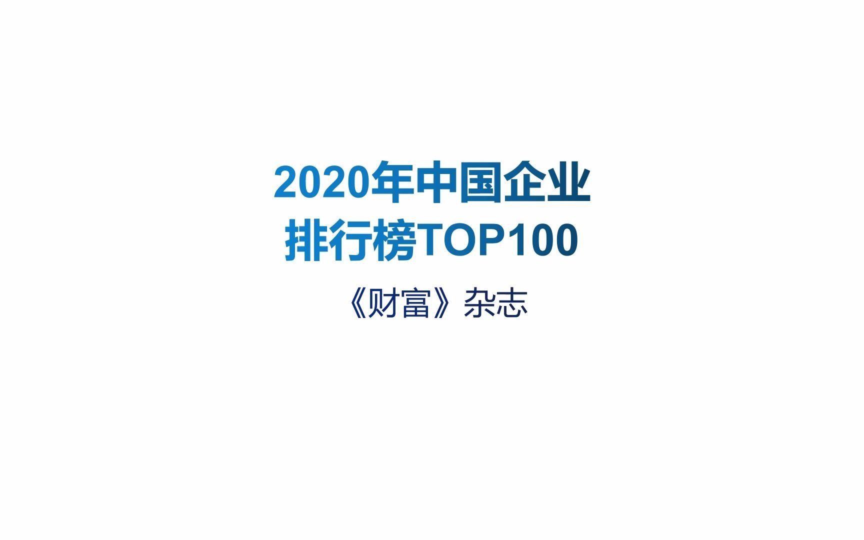 2020年中国企业排行榜TOP100哔哩哔哩bilibili