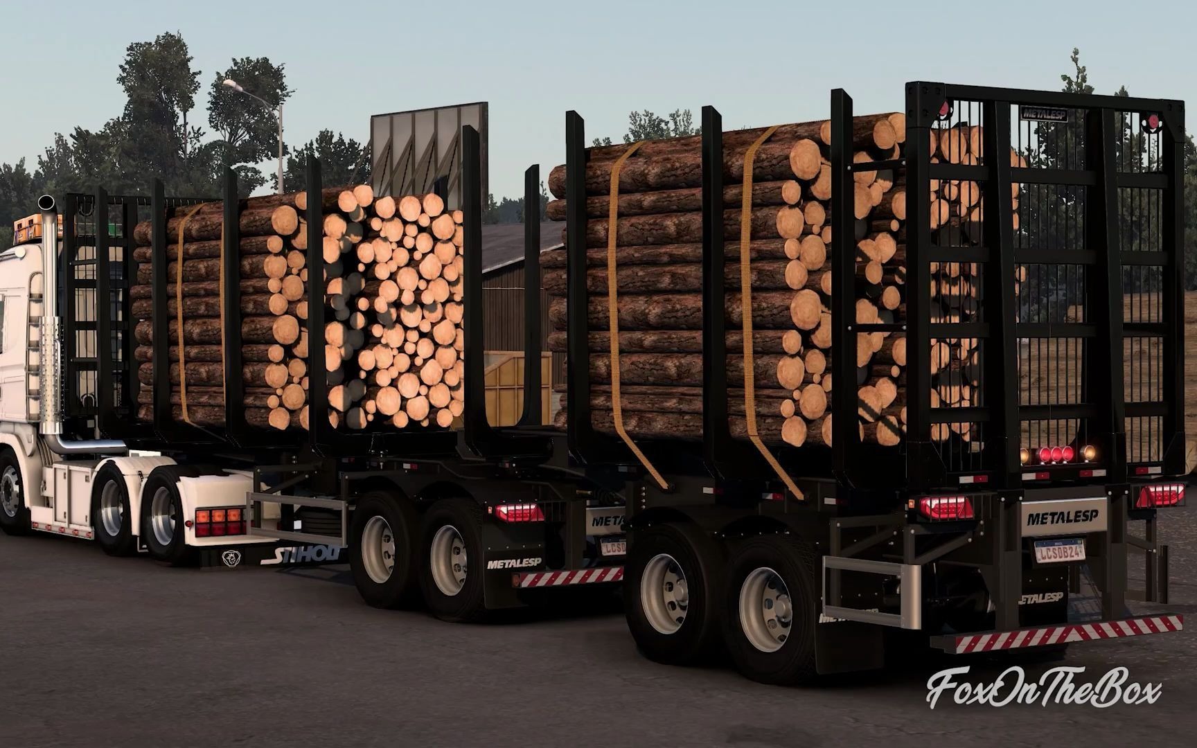 欧卡2mod - 双节木材运输7车轴拖车- metalesp bi-train wood